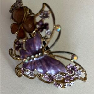 Vintage Purple Hair Claw Elegant Purple Butterfly
